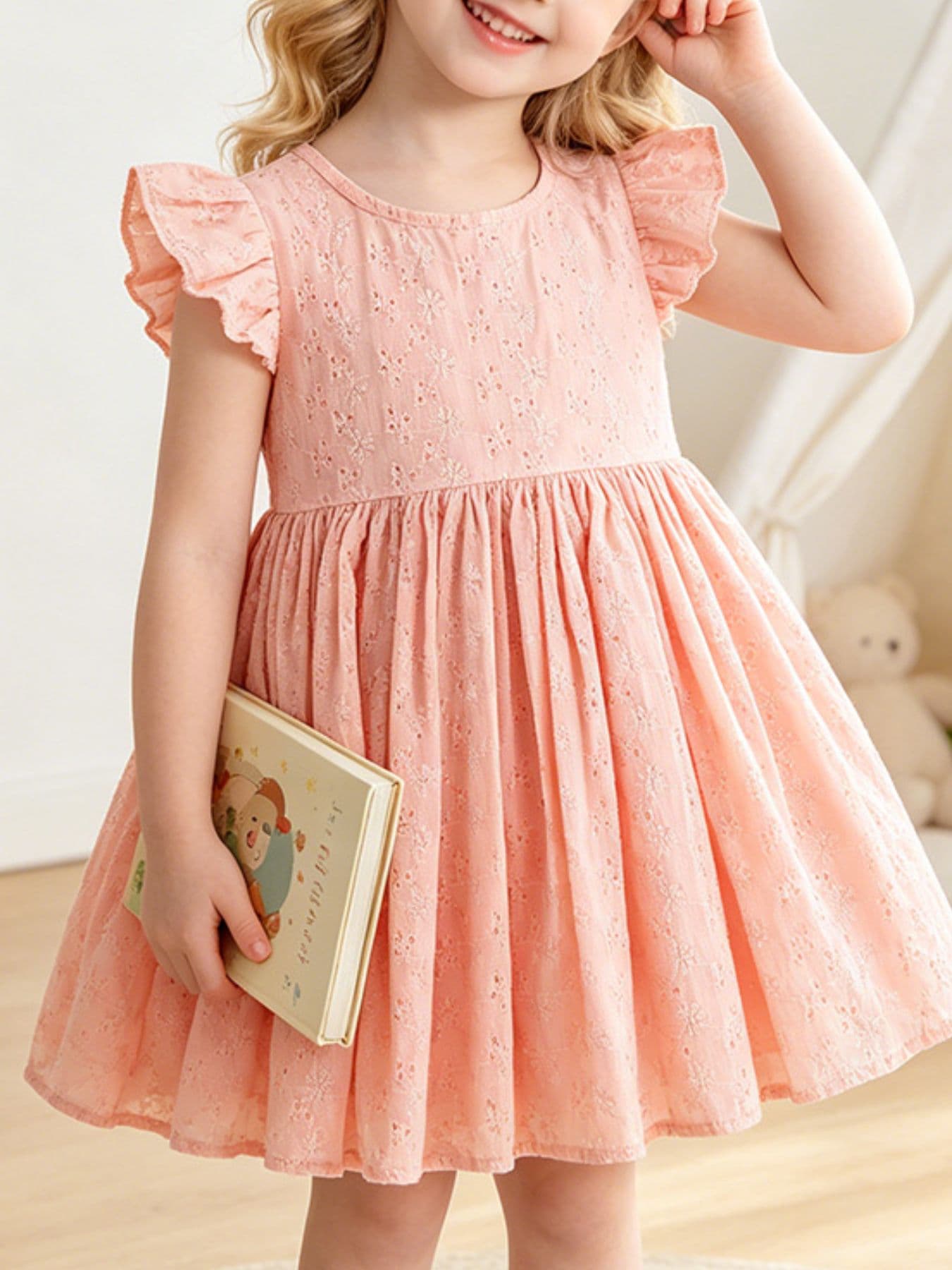 Children's Eyelet Flutter Sleeve Dress