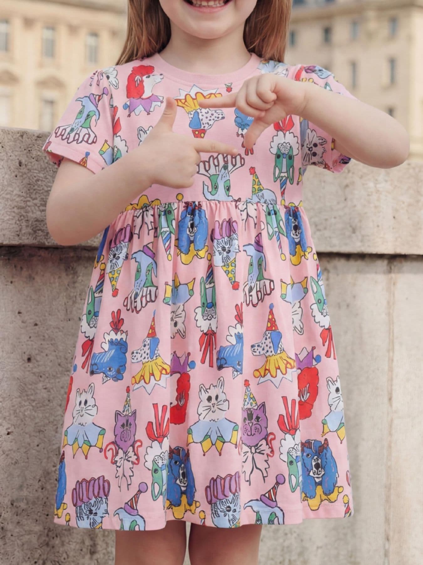 Children's Cartoon Print Short Sleeve Dress